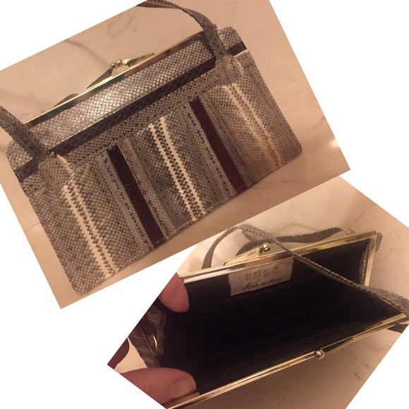 Vintage Handbags - 1950s unique true vintage lizard skin bag